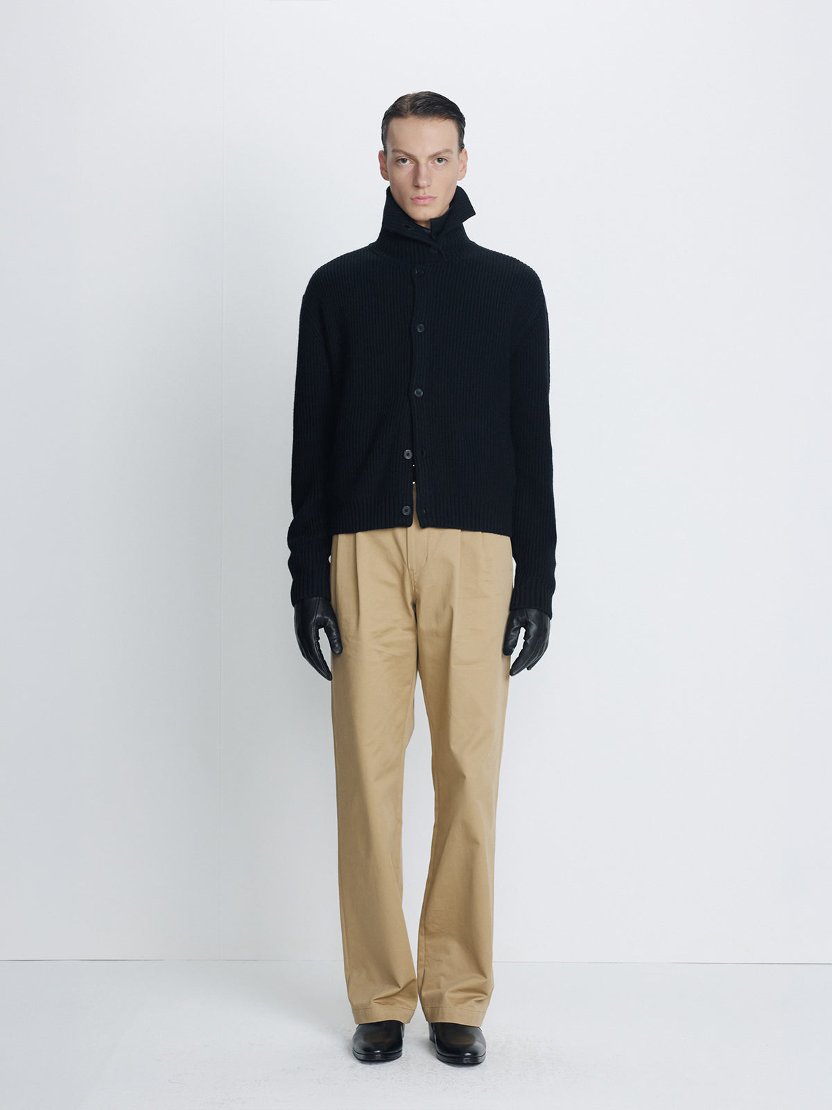 Tonywack - High Neck Merino Wool Button-Up Knitted Blouson (Black) product image 2 | TRAB K-Fashion Australia