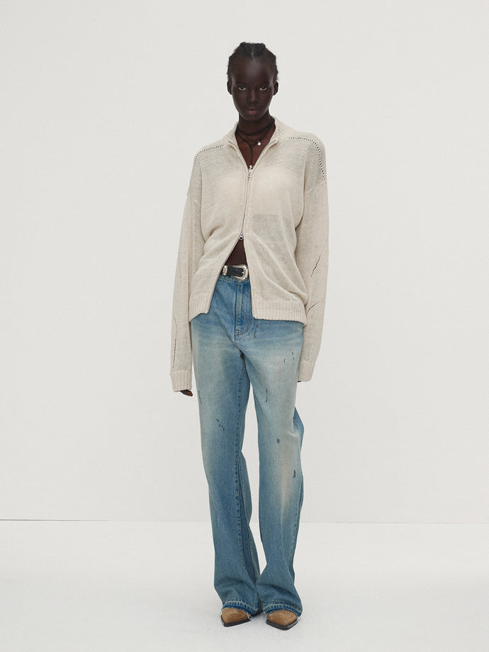 Tonywack - Flared-Leg Reconstructed Denim Jeans (Washed Light Blue) product image 1 | TRAB K-Fashion Australia