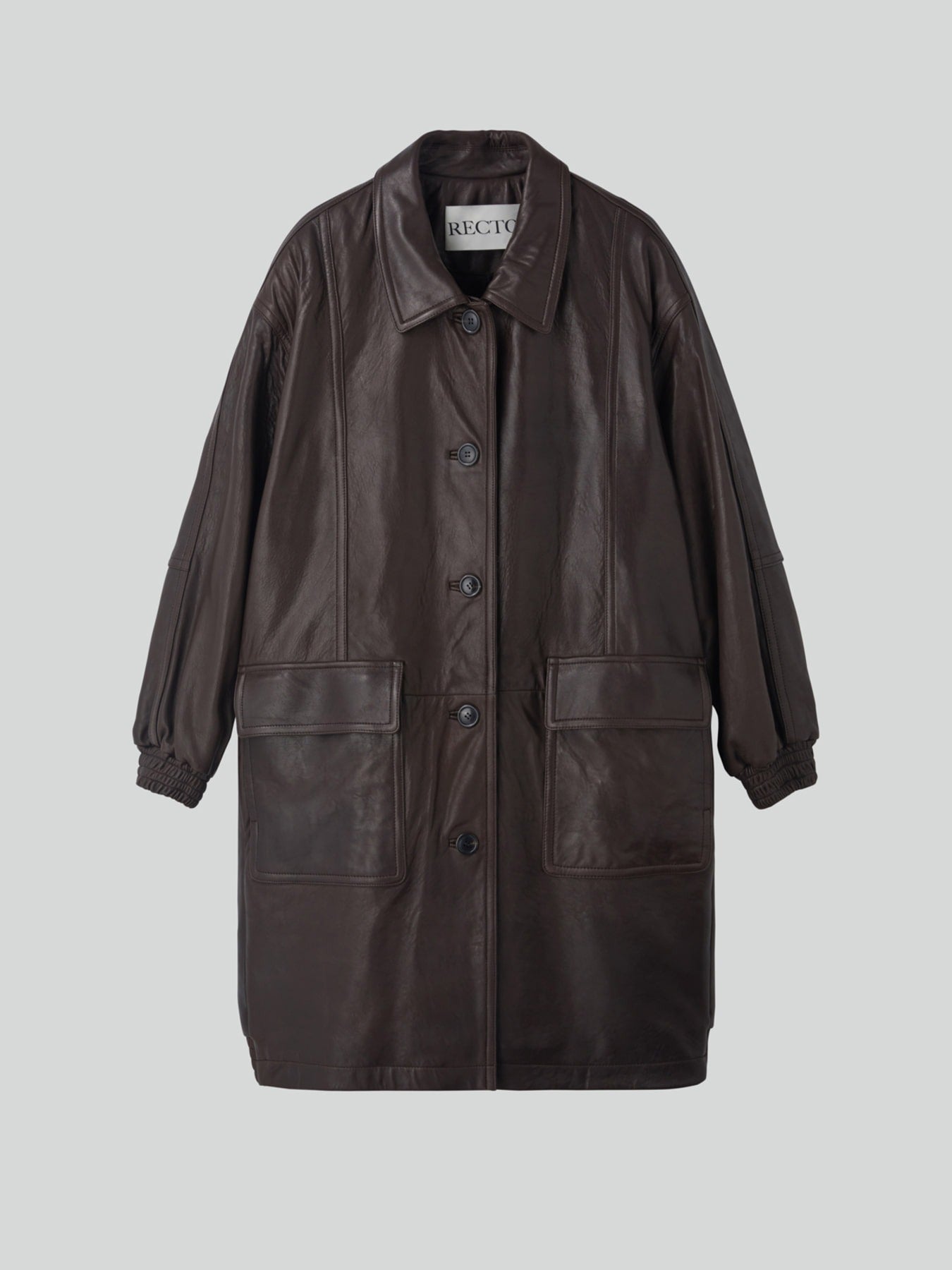 Recto - Oversized Leather Coat (Dark Brown) product image 1 | TRAB K-Fashion Australia
