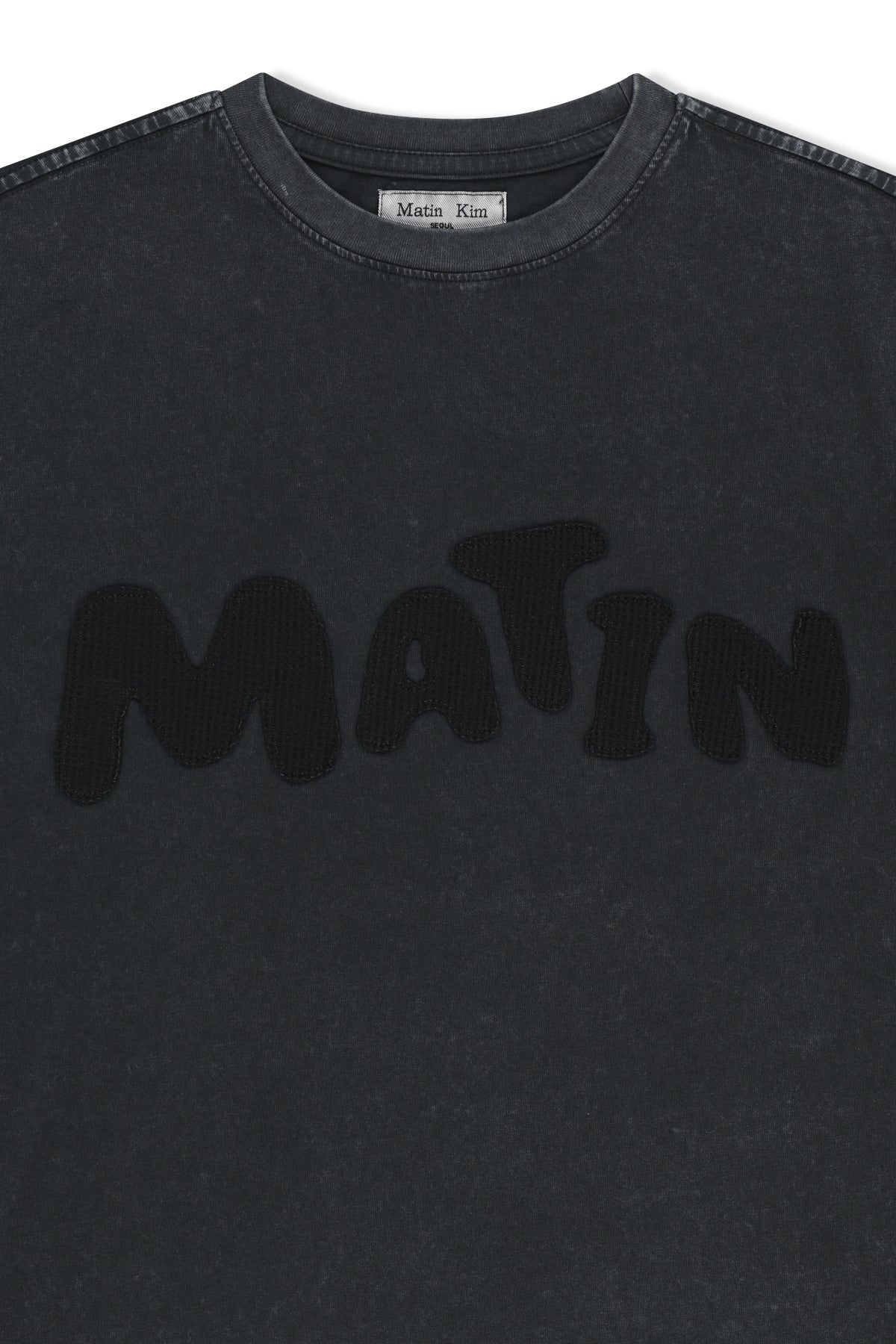 Matin Kim - Waffle Applique Logo Top (Charcoal) product image 6 | TRAB K-Fashion Australia