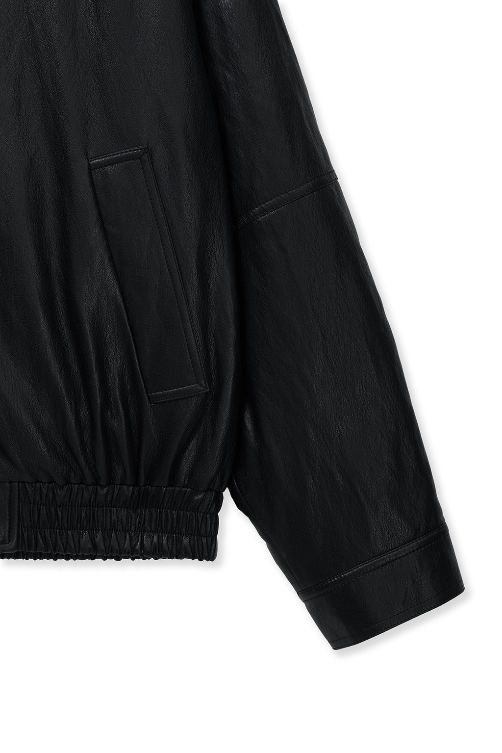 Matin Kim - Small Logo Quilted Faux Leather Zip Up Jumper (Black) product image 4 | TRAB K-Fashion Australia