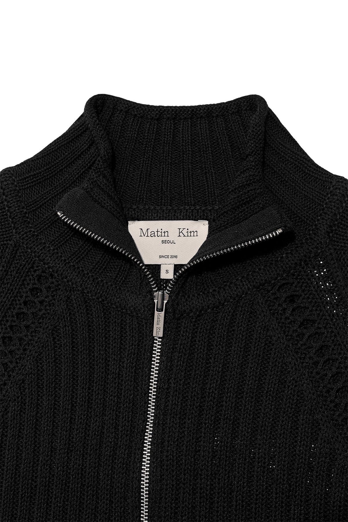 Matin Kim - Back Logo High Neck Knit Vest (Black) product image 3 | TRAB K-Fashion Australia