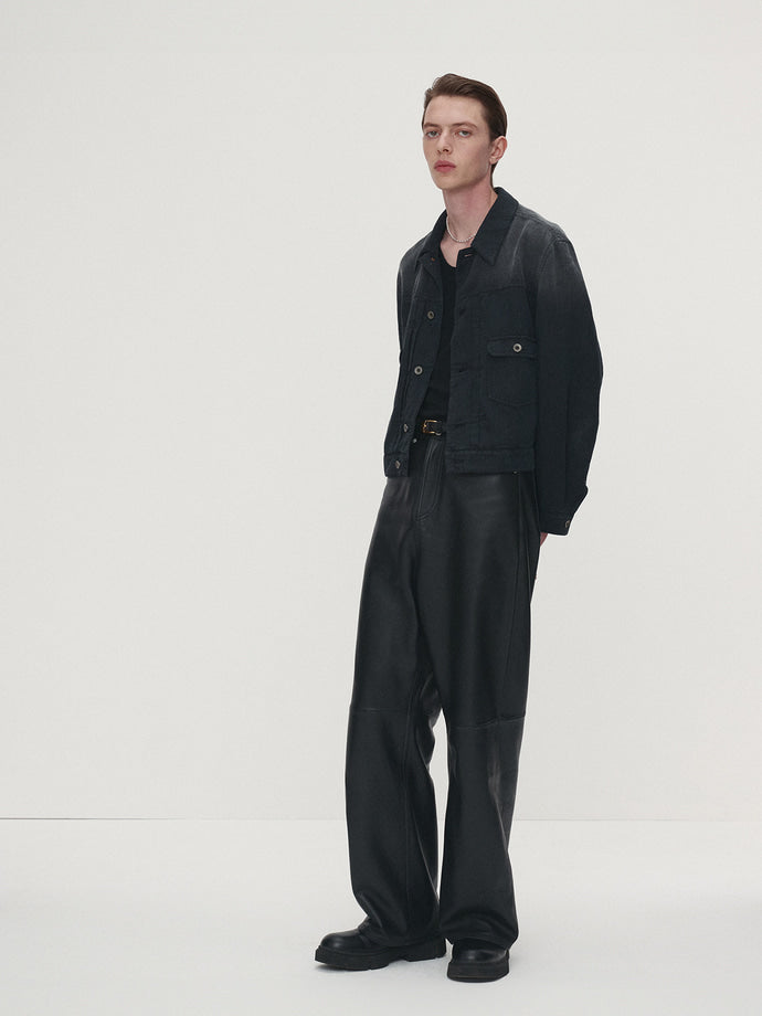 Tonywack - Cotton Linen Garment-Dyed Trucker Jacket (Faded Black) product image 3 | TRAB K-Fashion Australia