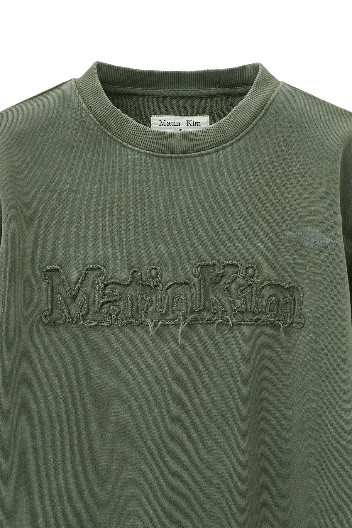 Matin Kim - Vintage Color Dying Logo Sweatshirt (Khaki) product image 3 | TRAB K-Fashion Australia