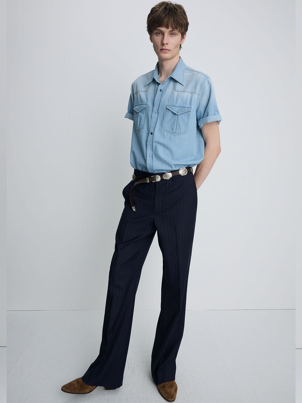 Tonywack - Tropical Wool Flared Trousers (Navy Stripe) product image 8 | TRAB K-Fashion Australia