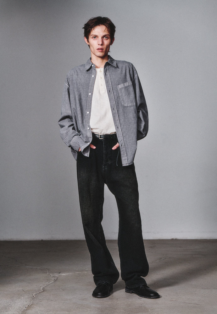 Art if acts - Pigment-Dyed Stripe Shirt (Vintage Charcoal) product image 4 | TRAB K-Fashion Australia