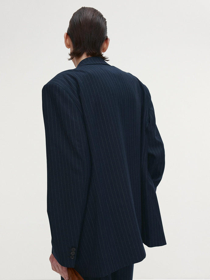 Tonywack - Striped Wool Oversized Tailored Jacket (Navy Pinstripe) product image 6 | TRAB K-Fashion Australia