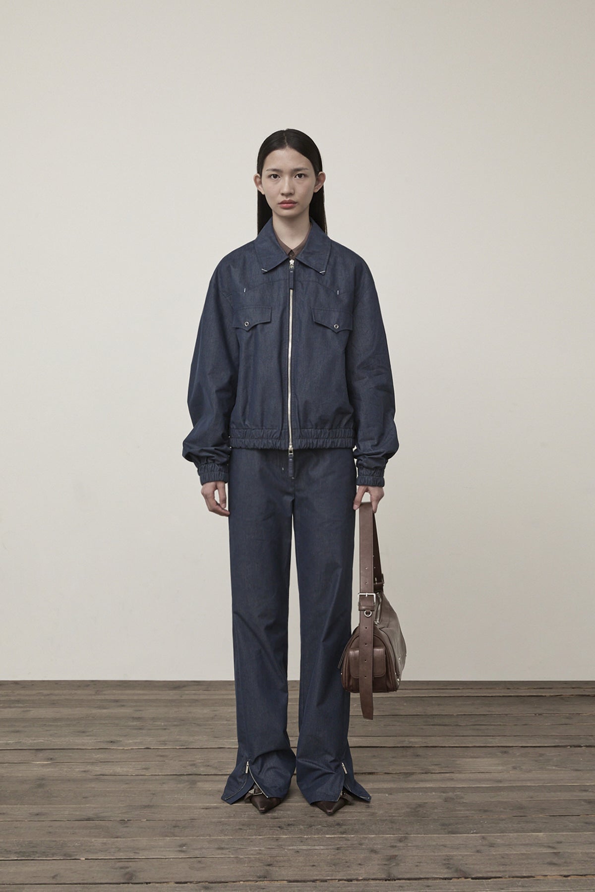 Matin Kim - Western Detail Denim Like Blouson (Navy) product image 5 | TRAB K-Fashion Australia