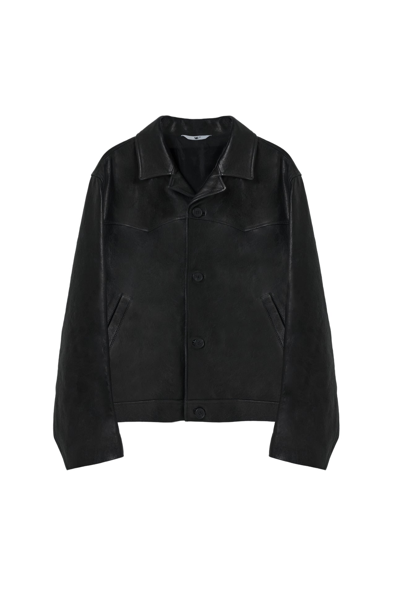 STU - Lambskin Button Leather Jacket (Black) product image 18 | TRAB K-Fashion Australia