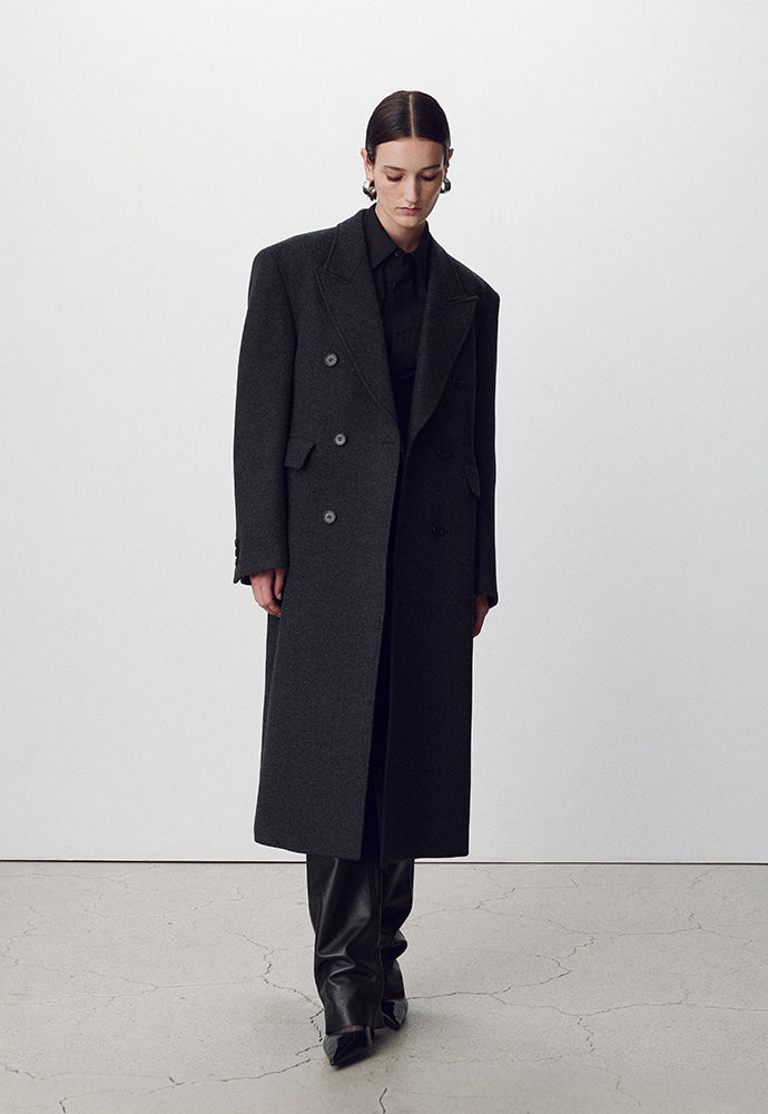 Tonywack - Herringbone Wool Double-Breasted Coat (Dark Herringbone) product image 4 | TRAB K-Fashion Australia