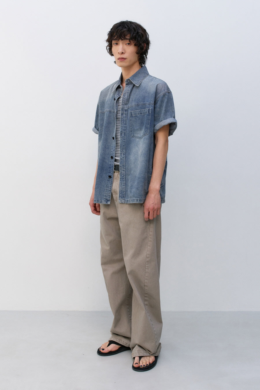 Insilence - Slash Washing Denim Shirt (Light Blue) product image 2 | TRAB K-Fashion Australia