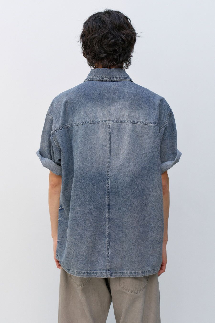 Insilence - Slash Washing Denim Shirt (Light Blue) product image 4 | TRAB K-Fashion Australia