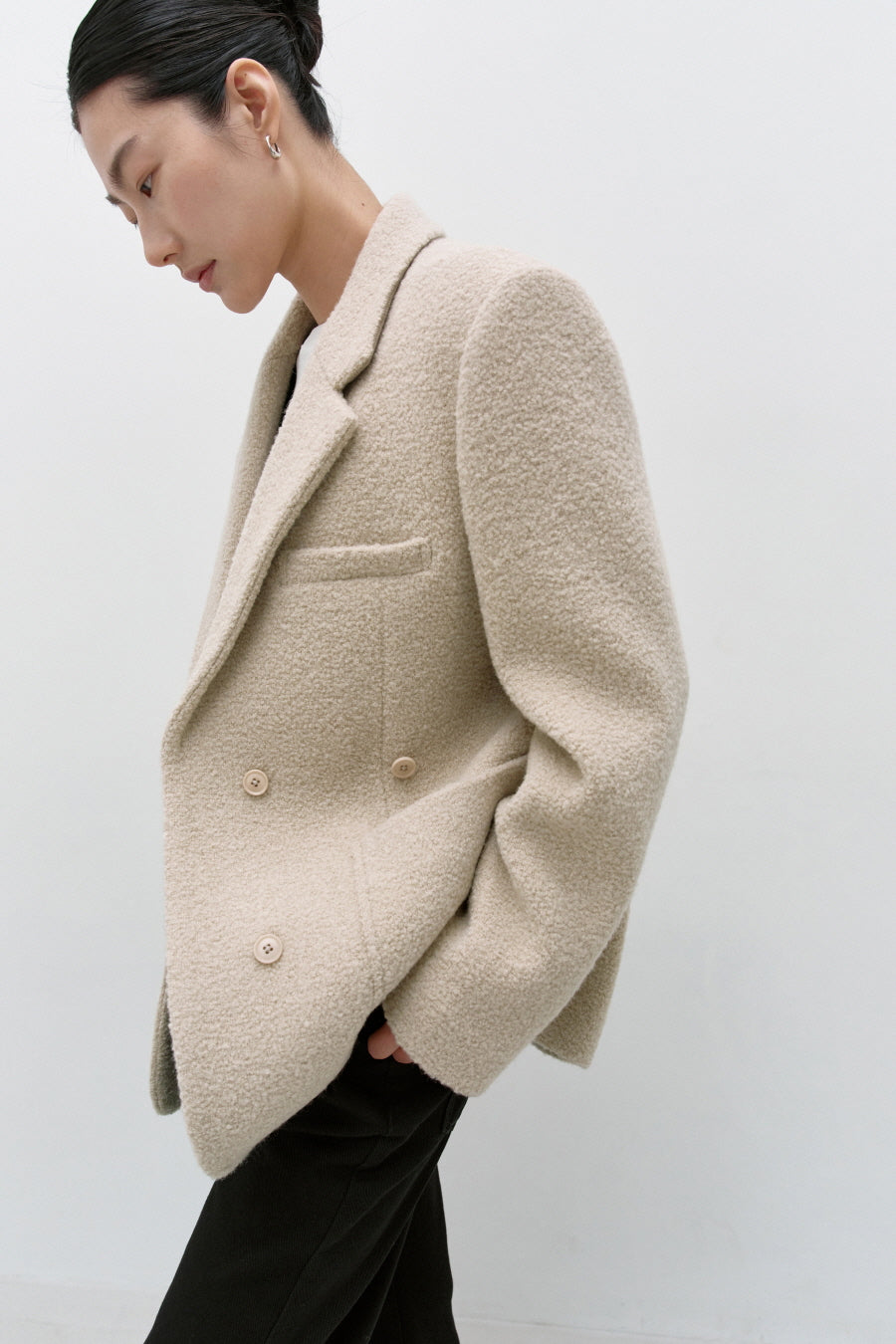 Insilence - Boucle Two-Way Jacket (Beige) product image 4 | TRAB K-Fashion Australia
