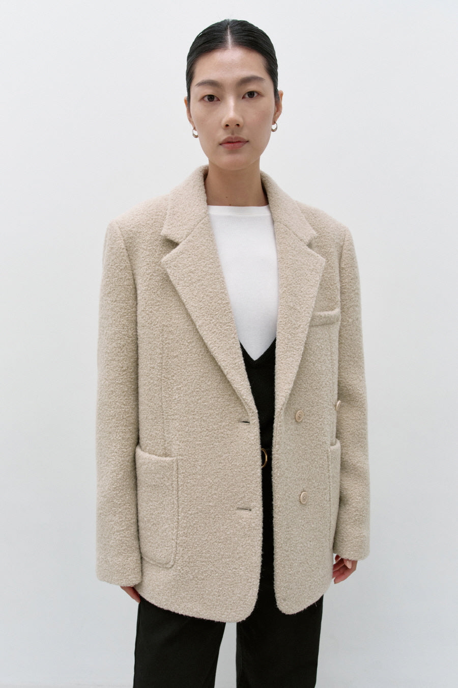 Insilence - Boucle Two-Way Jacket (Beige) product image 1 | TRAB K-Fashion Australia