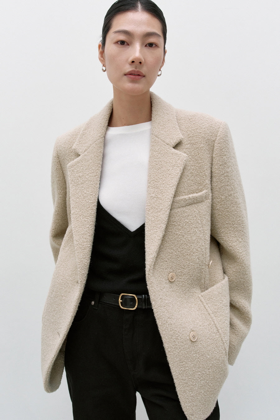 Insilence - Boucle Two-Way Jacket (Beige) product image 2 | TRAB K-Fashion Australia