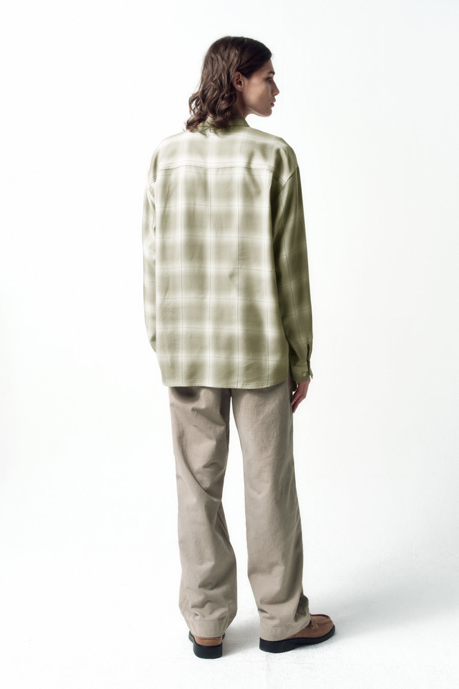 Insilence - Rayon Ombre Check shirts (Olive Beige) product image 4 | TRAB K-Fashion Australia