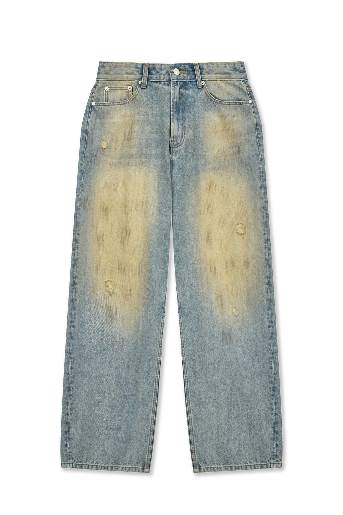 Matin Kim - Vintage Dirty Washed Denim Pants (Light Blue) product image 1 | TRAB K-Fashion Australia