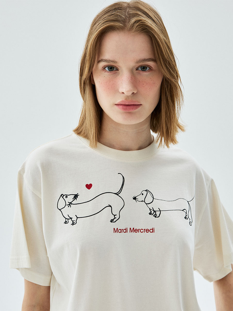 Mardi Mercredi - Tshirt Drawing Ch Ddanji Twin Side (Cream) product image 1 | TRAB K-Fashion Australia