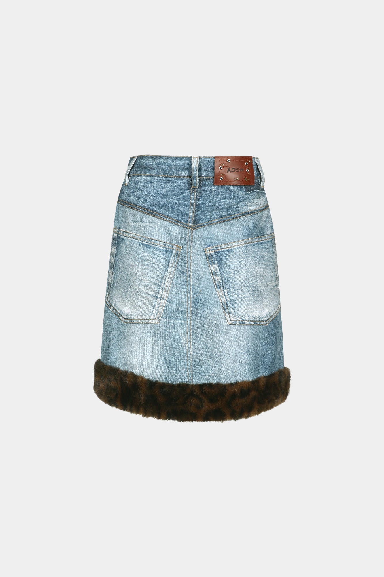 Andersson Bell - Fur-Edged Denim Print Skirt (Blue) product image 11 | TRAB K-Fashion Australia