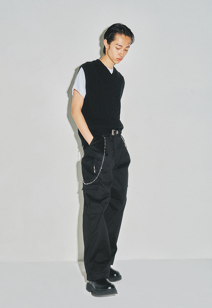 Tonywack - Cotton Twist V-Cable Knit Vest (Black) product image 4 | TRAB K-Fashion Australia