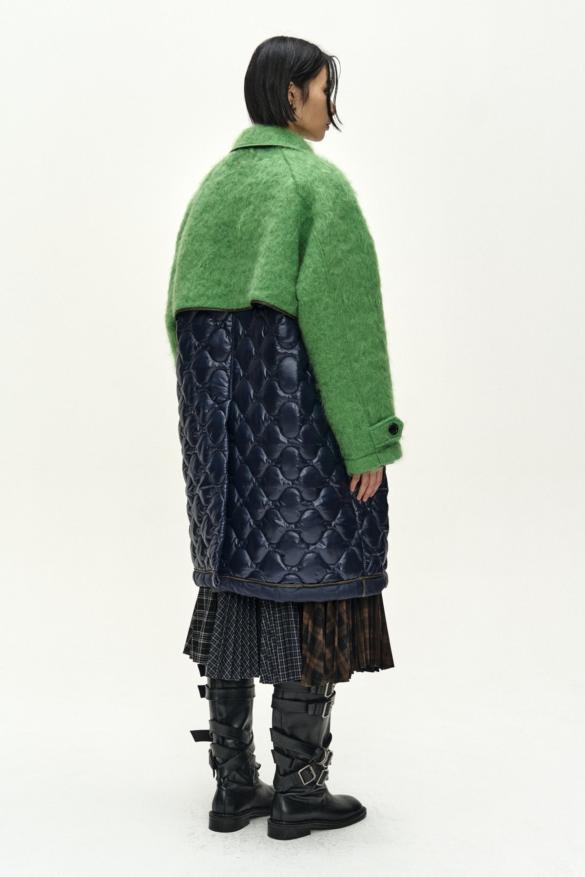 Andersson Bell - Lawn Hairy Wool Quilted Duffle Coat (Lichen Green/Black) product image 4 | TRAB K-Fashion Australia