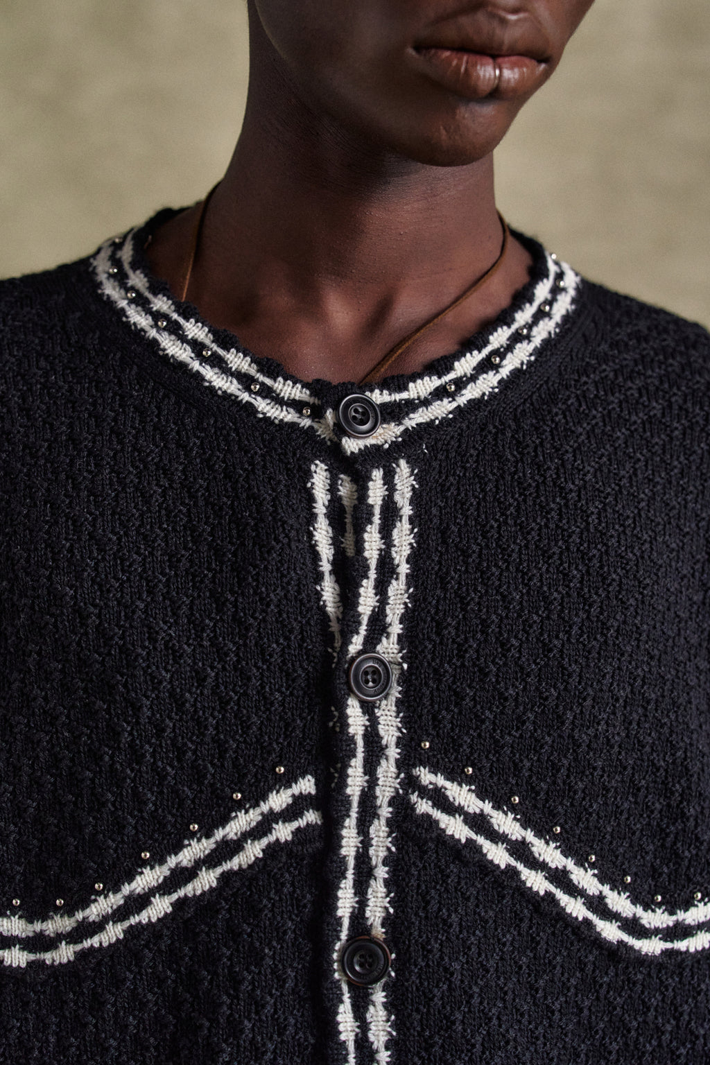 Andersson Bell - Fantasia Round-Neck Cardigan (Black) product image 4 | TRAB K-Fashion Australia