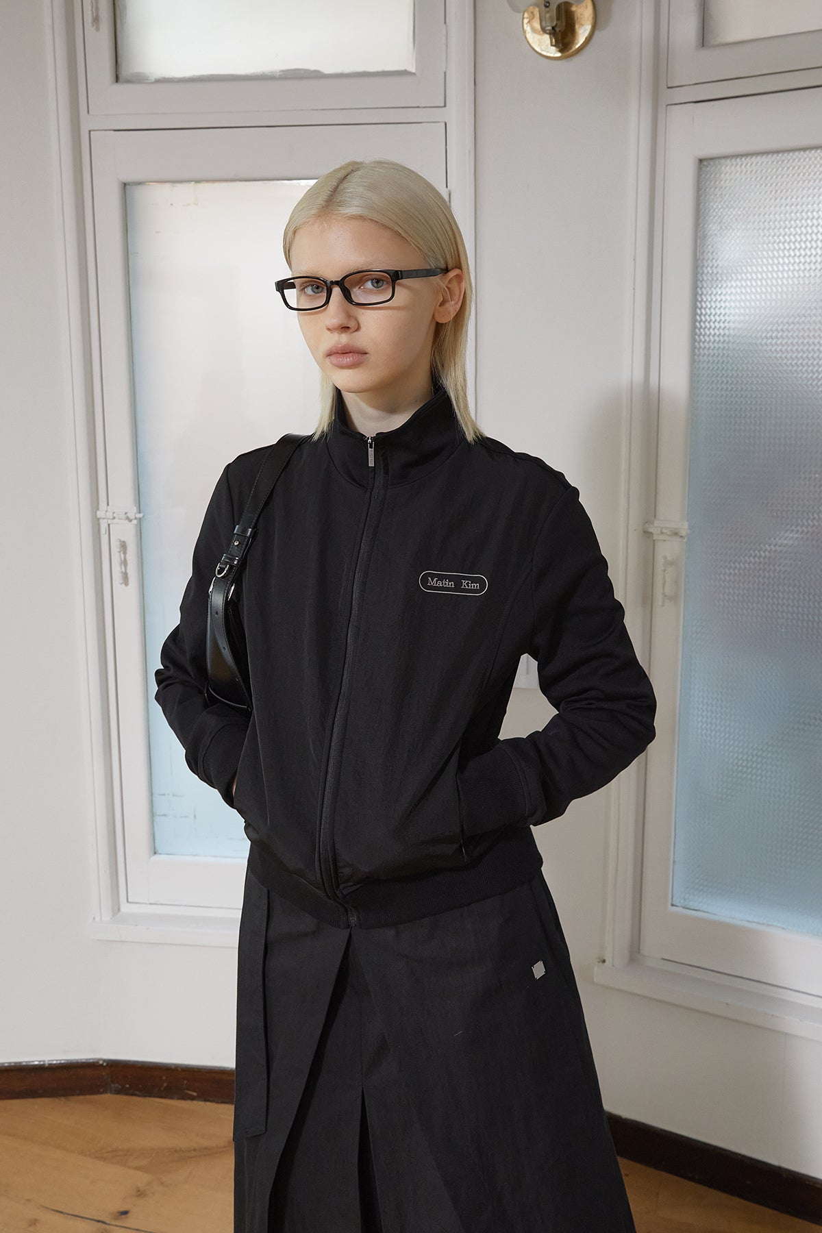 Matin Kim - High Neck Windbreaker Zip Up (Black) product image 11 | TRAB K-Fashion Australia