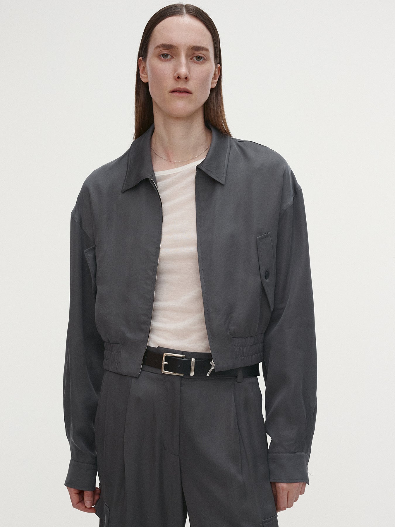 Tonywack - Loose-Fit Satin Cargo Pants (Carbon Grey) product image 3 | TRAB K-Fashion Australia