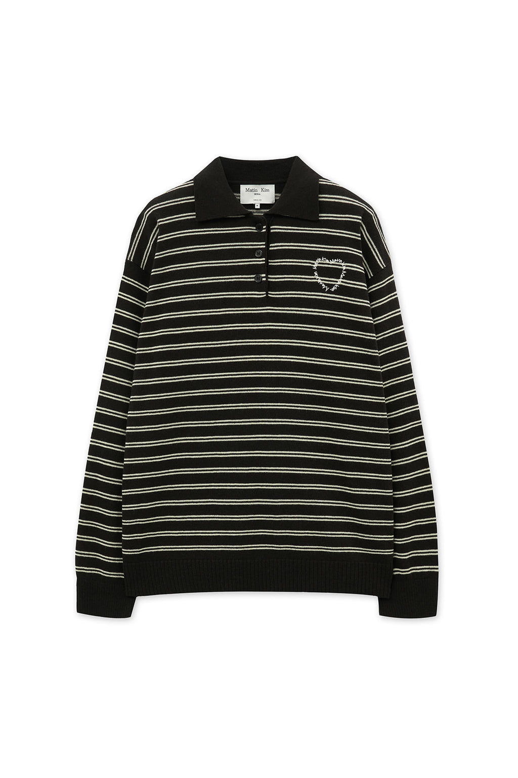 Matin Kim - Heart Logo Collar Striped Pullover (Brown) product image 2 | TRAB K-Fashion Australia