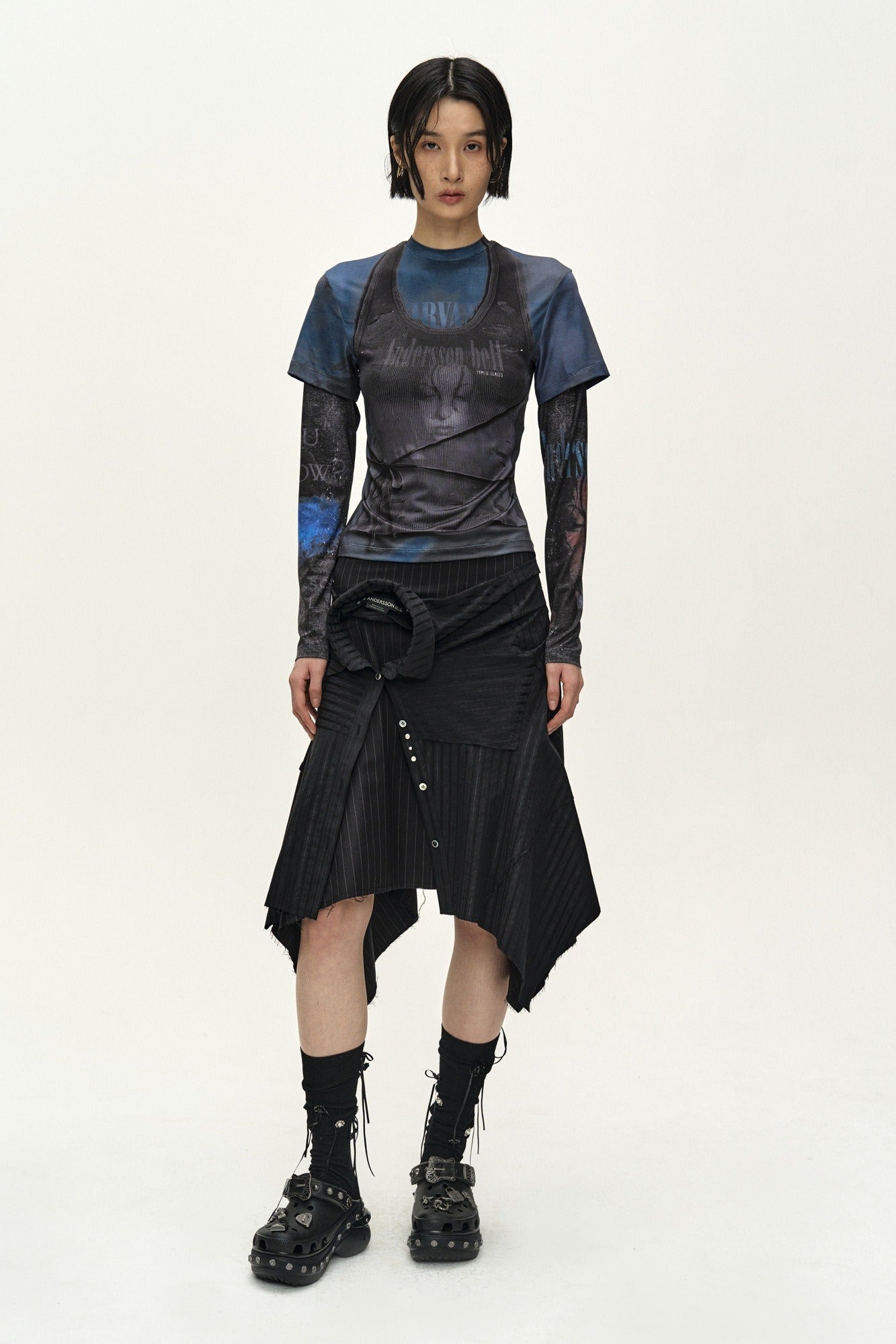 Andersson Bell - Sue Wrapped Shirt Asymmetric Skirt (black) (Black) product image 1 | TRAB K-Fashion Australia