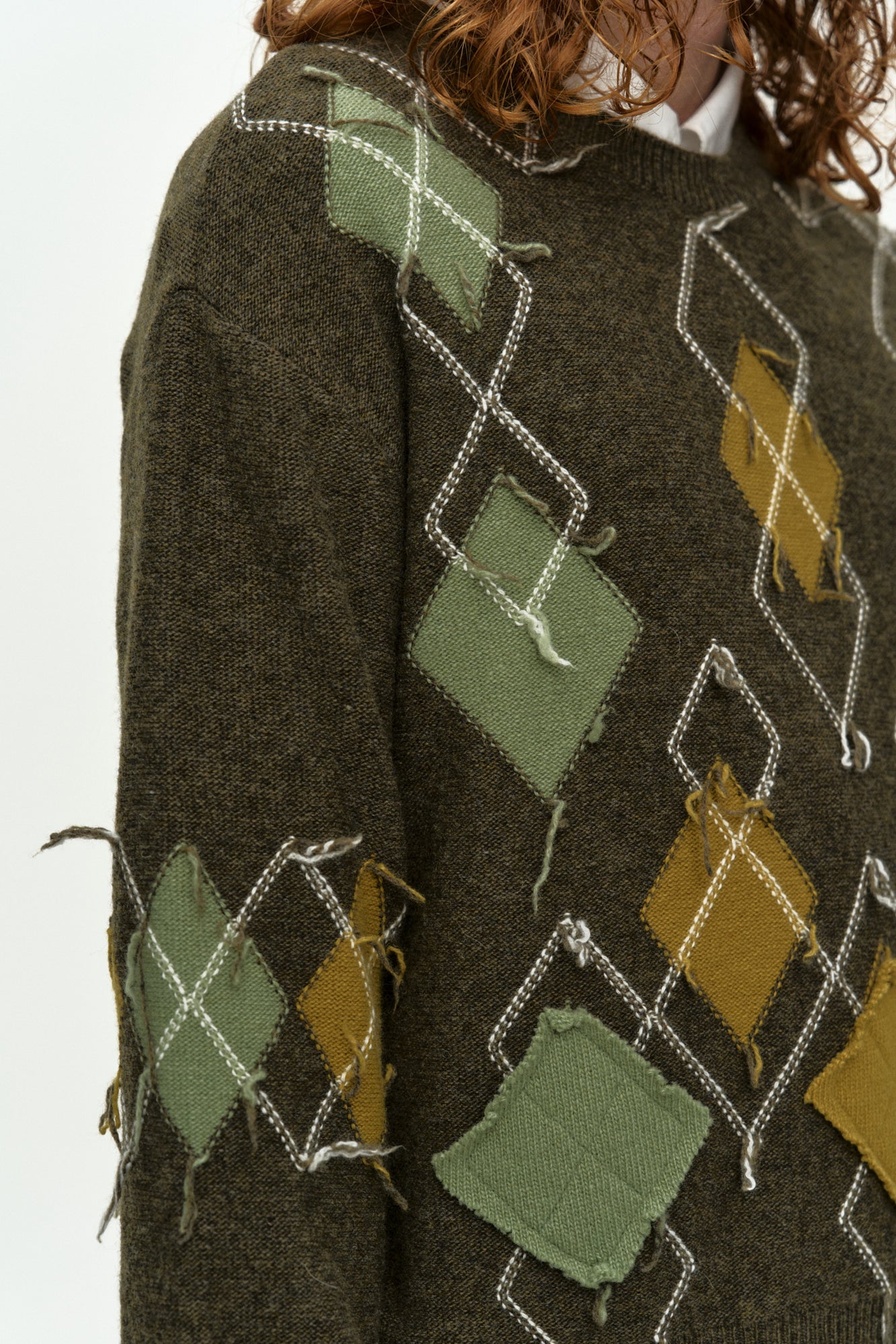Andersson Bell - Tom Argyle Crew-Neck Sweater (Khaki) product image 5 | TRAB K-Fashion Australia