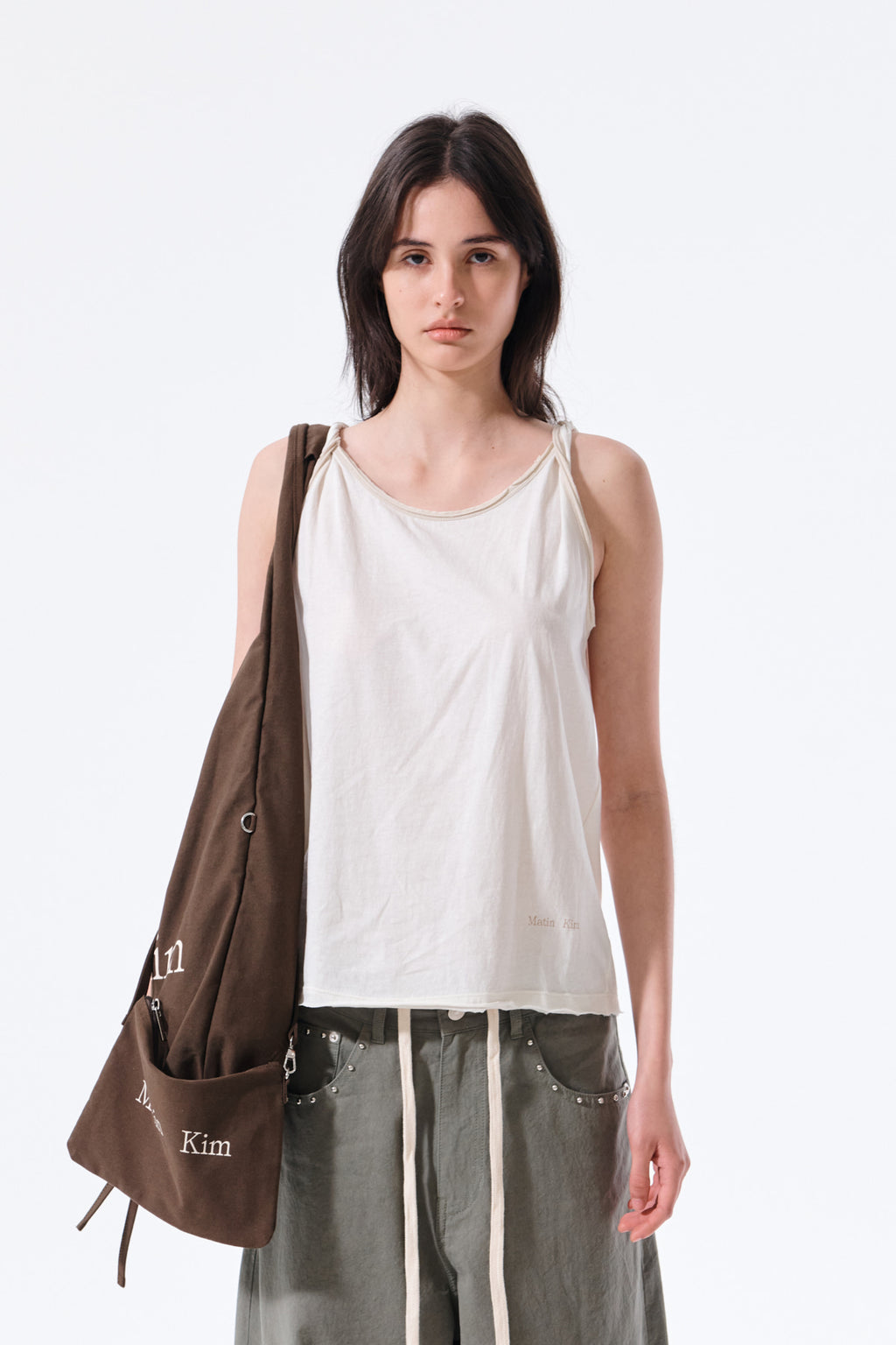 Matin Kim - Twist Shoulder Sleeveless Top (Cream) product image 5 | TRAB K-Fashion Australia