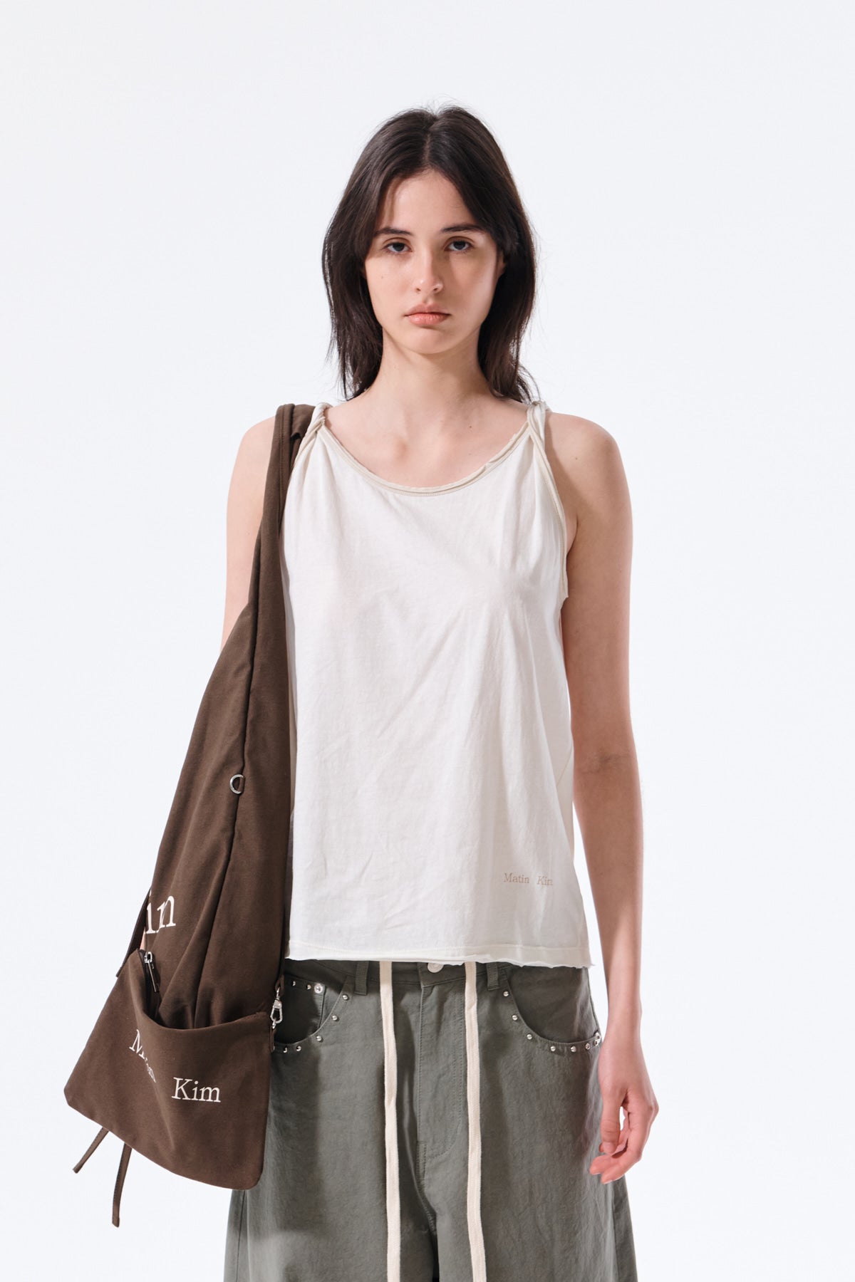 Matin Kim - Twist Shoulder Sleeveless Top (Cream) product image 5 | TRAB K-Fashion Australia
