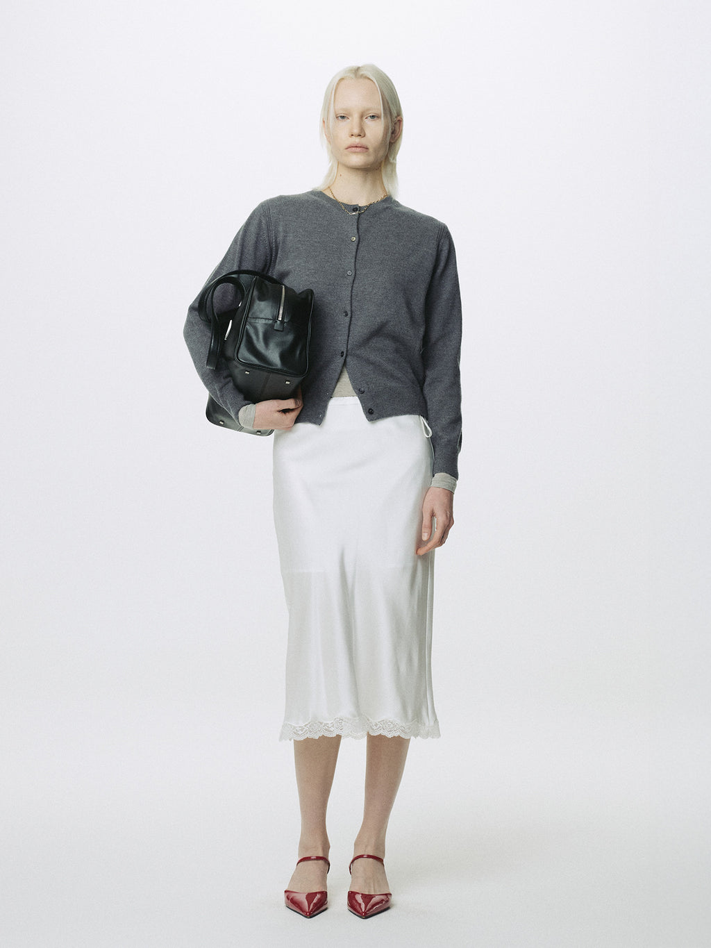 Tonywack - Silk Midi Skirt (Off White) product image 1 | TRAB K-Fashion Australia
