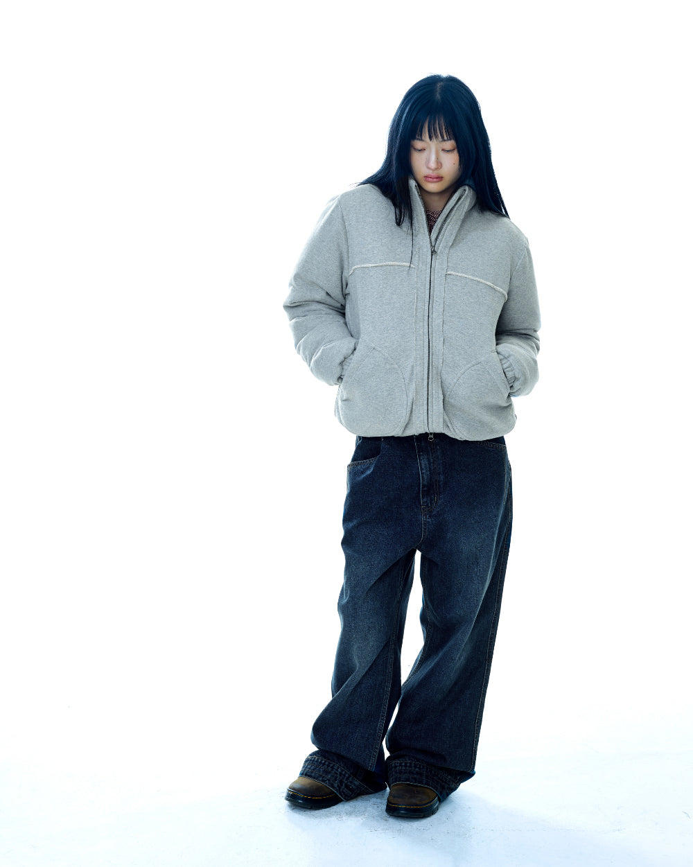 Coyseio - Cozy Sweat Down Jacket (Melange Grey) product image 7 | TRAB K-Fashion Australia