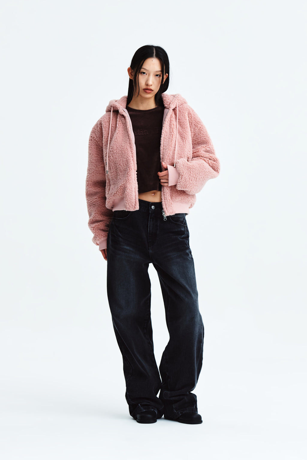 Matin Kim - Logo Point Fleece Hoody Jumper (Pink) product image 9 | TRAB K-Fashion Australia