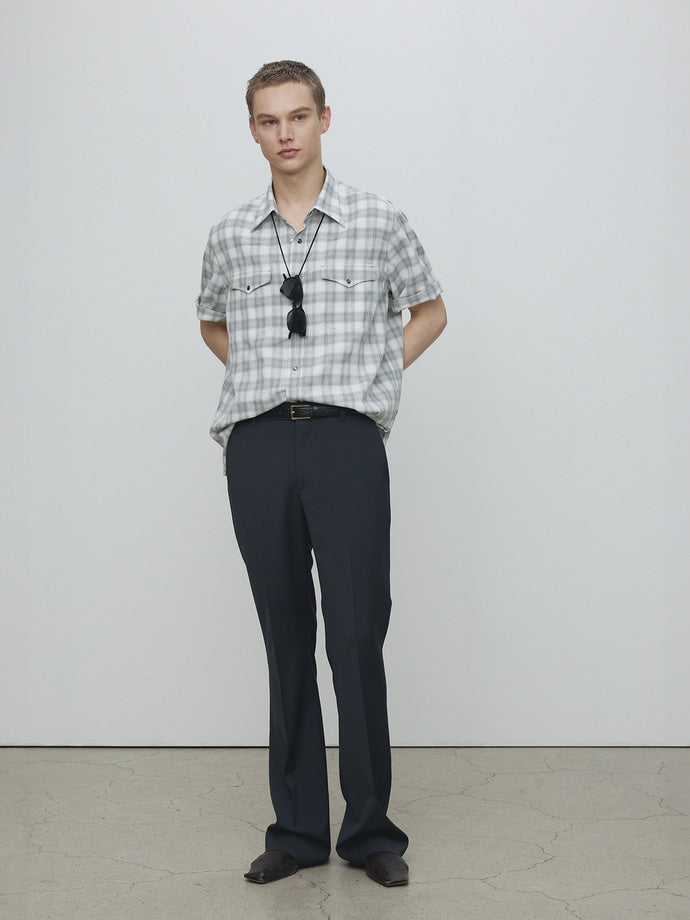 Tonywack - Raw-Cut Western Check Shirt (Pale Grey/Ecru) product image 6 | TRAB K-Fashion Australia
