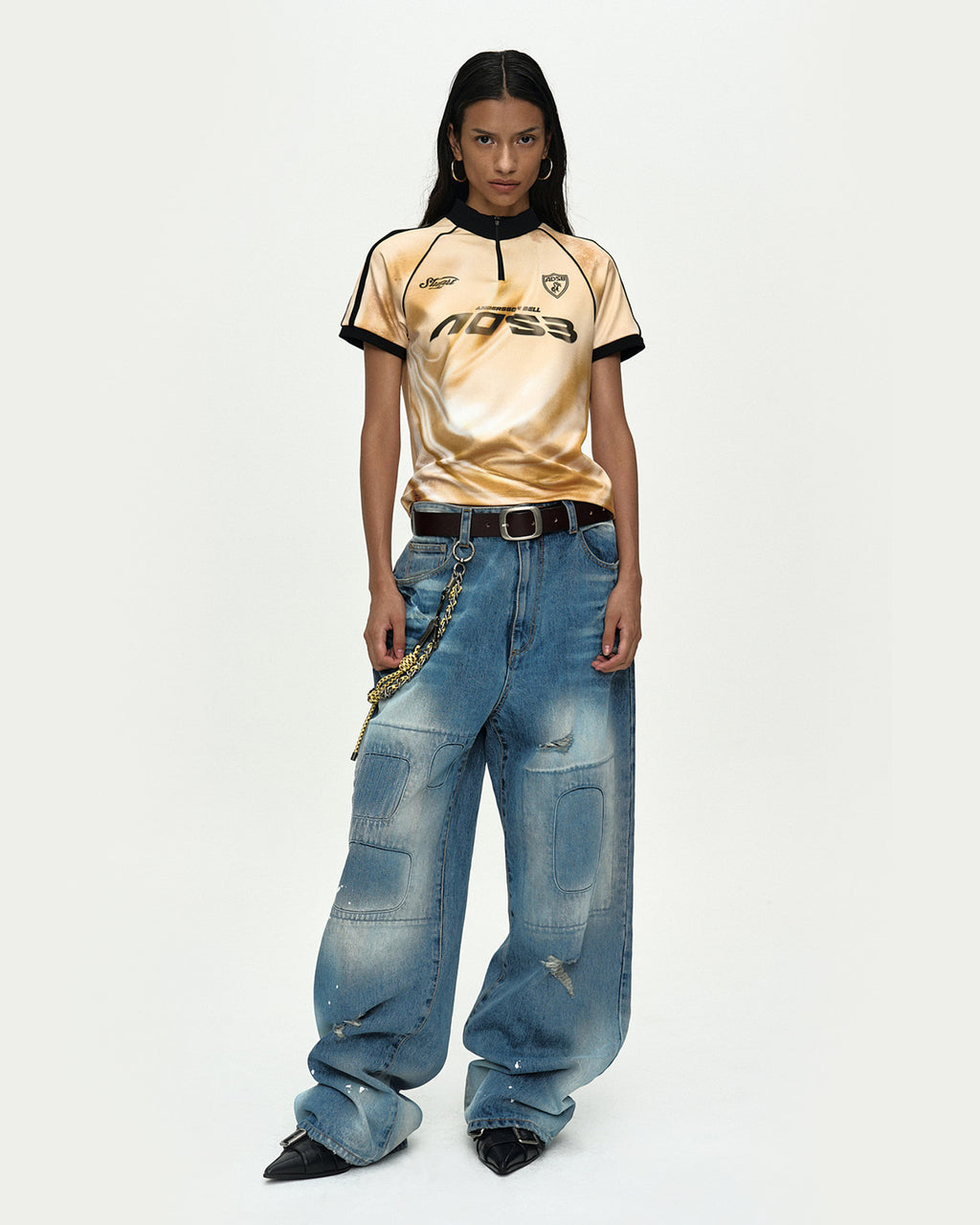 Andersson Bell - Printed Football Zip-Up Top (Gold) product image 2 | TRAB K-Fashion Australia