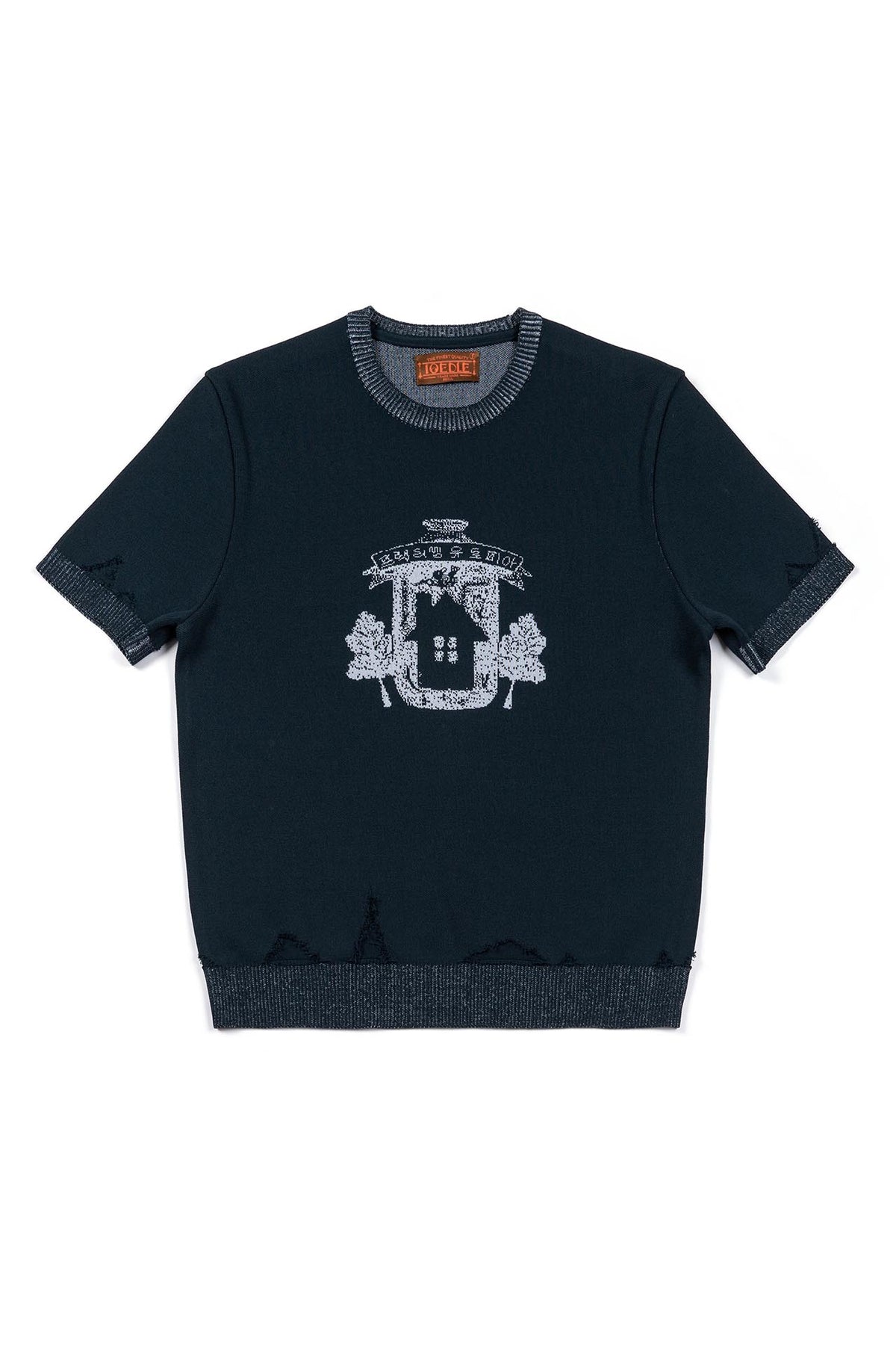 Ioedle - Utopia Vintage Jacquard Short Sleeve Knit (Navy) product image 2 | TRAB K-Fashion Australia