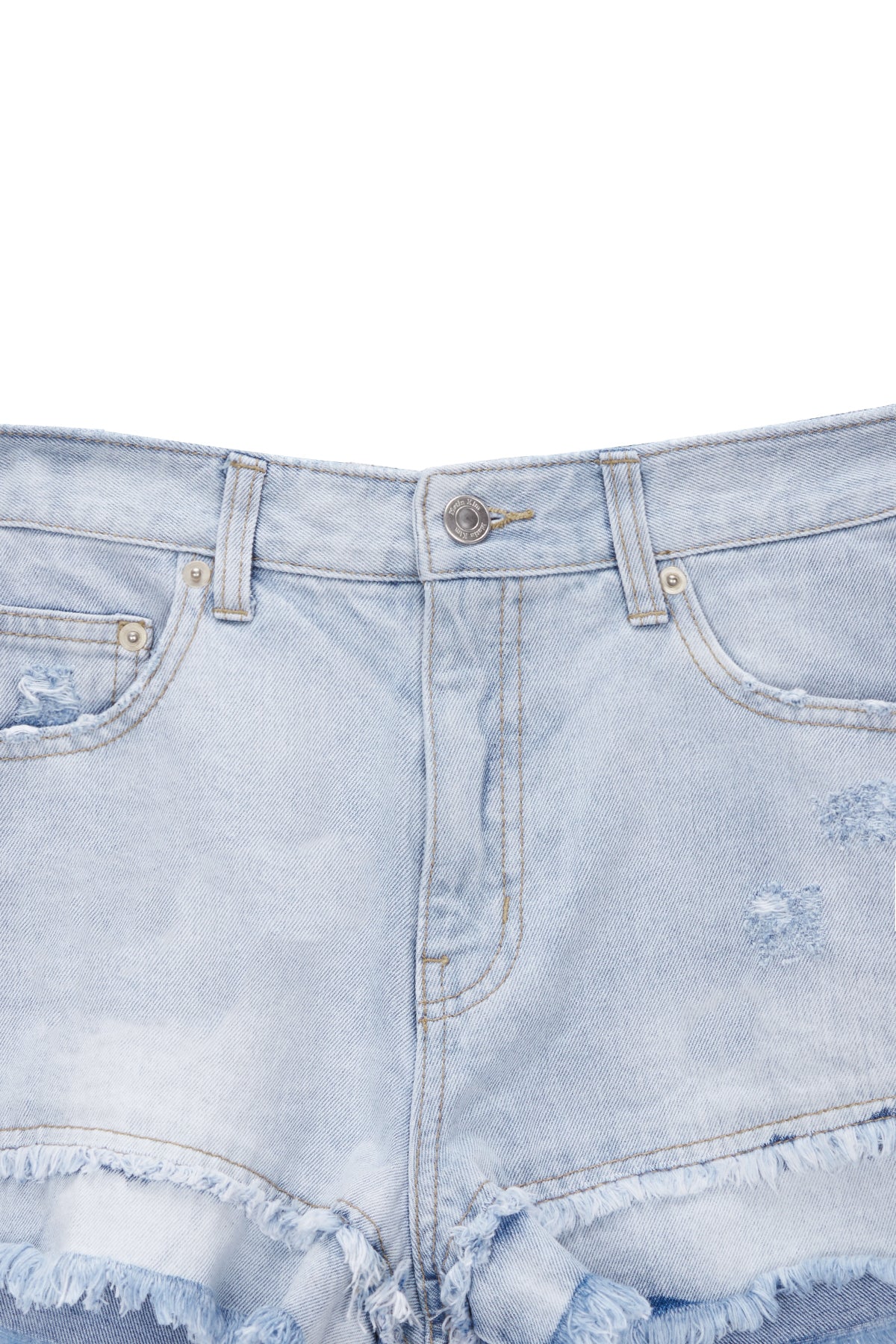 Matin Kim - Double Cutted Denim Shorts (Sky) product image 3 | TRAB K-Fashion Australia