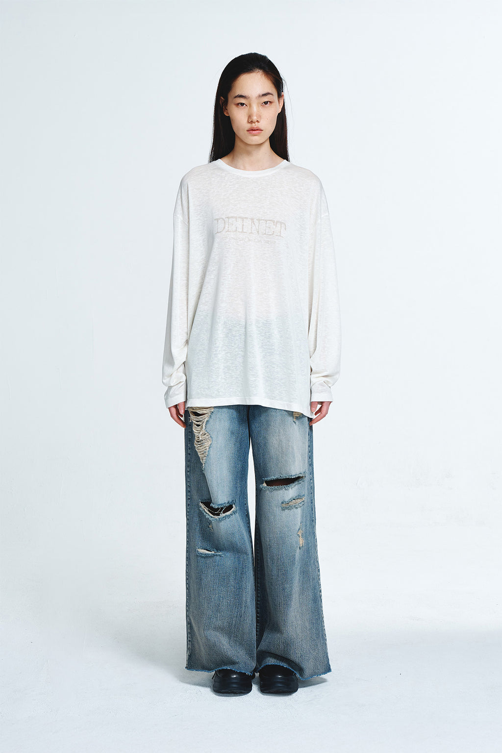 Deinet - Overfit Sweat Graphics T-Shirt (Ivory) product image 1 | TRAB K-Fashion Australia