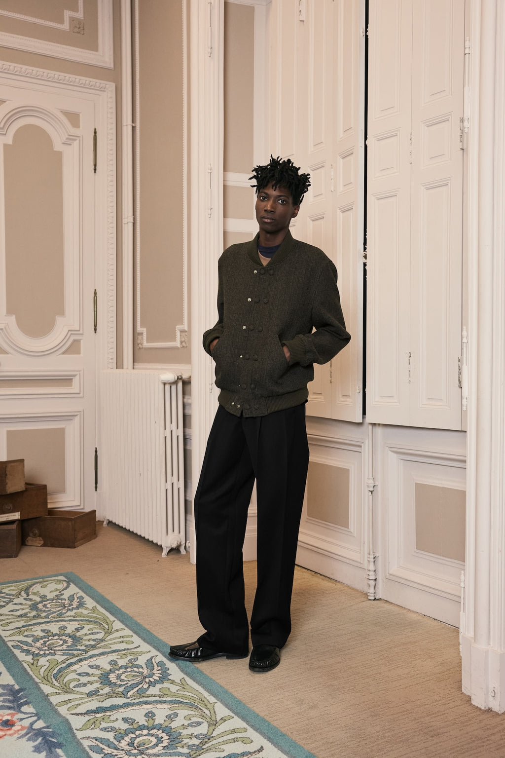 STU - Double Placket Varsity Jacket (Khaki) product image 8 | TRAB K-Fashion Australia