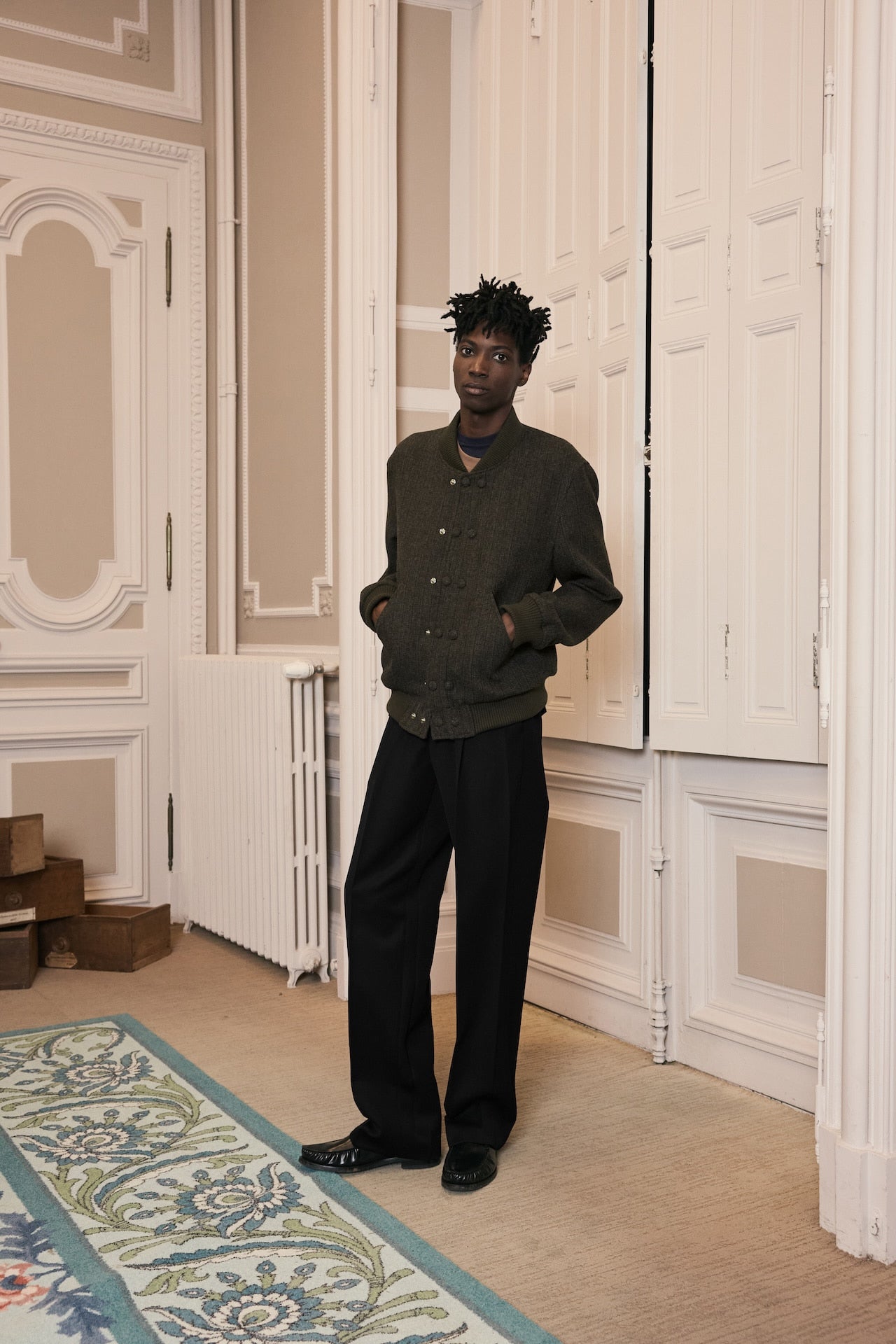 STU - Double Placket Varsity Jacket (Khaki) product image 8 | TRAB K-Fashion Australia