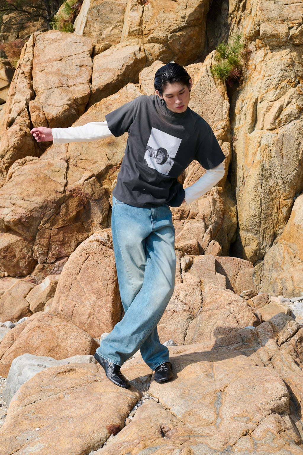 STU - Monkey T-shirt (Charcoal) product image 7 | TRAB K-Fashion Australia