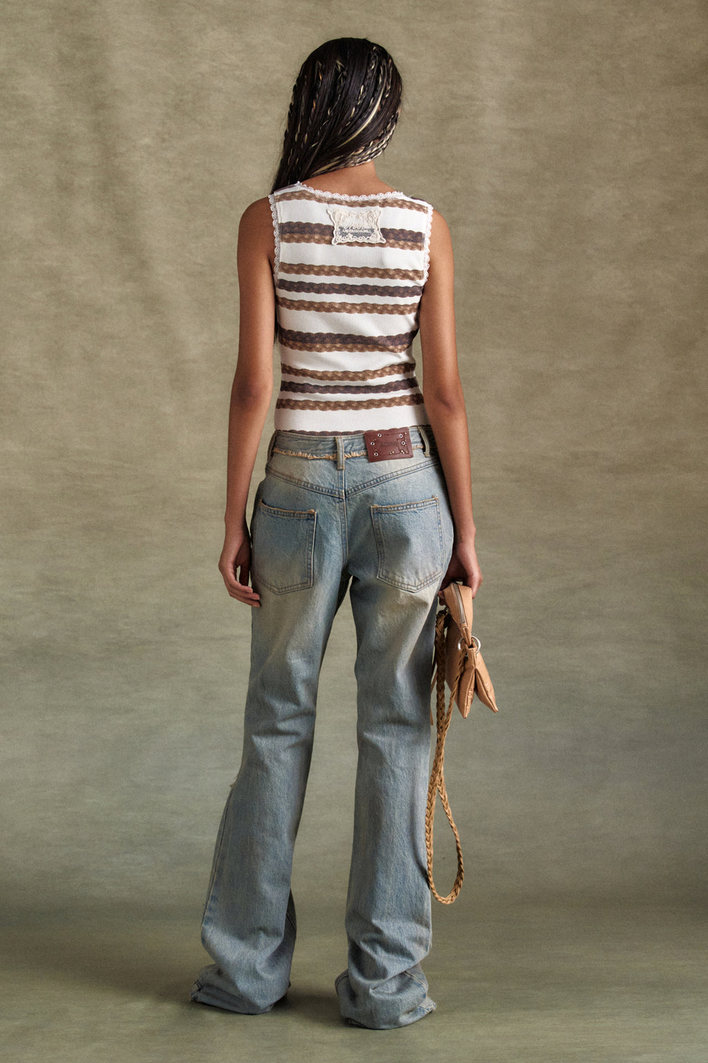 Andersson Bell - Deconstructed Dirty Wash Bootcut Jeans (Washed Blue) product image 3 | TRAB K-Fashion Australia