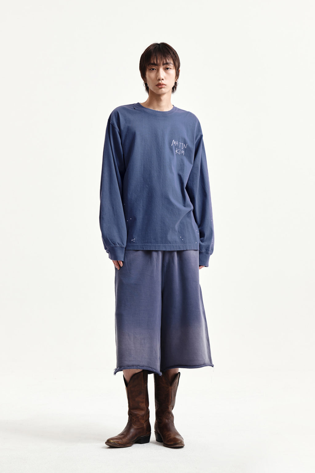 Matin Kim - Vintage Washed Logo Top (Smoke Blue) product image 13 | TRAB K-Fashion Australia