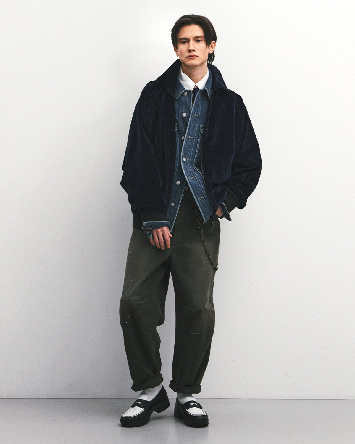 Eastlogue - Tender High Neck Zip-up Sweat (Navy) product image 1 | TRAB K-Fashion Australia