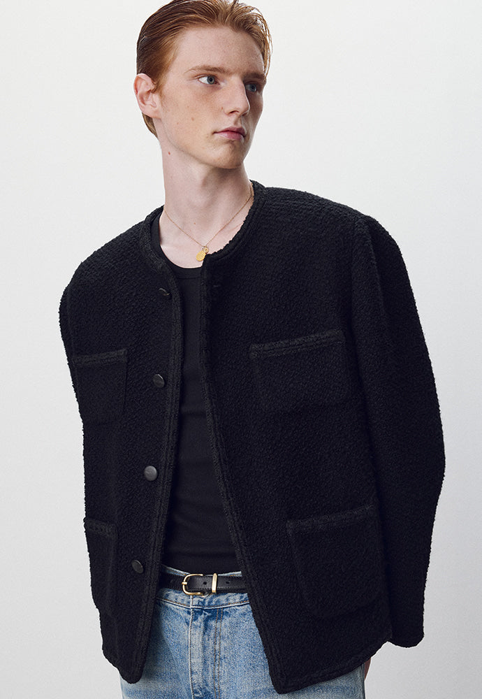 Tonywack - Wool Blend Bouclé Tweed Jacket (Black) product image 3 | TRAB K-Fashion Australia