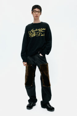 Andersson Bell - Unisex Cashmere Rose Crew-Neck Sweater (Black) product image 1 | TRAB K-Fashion Australia