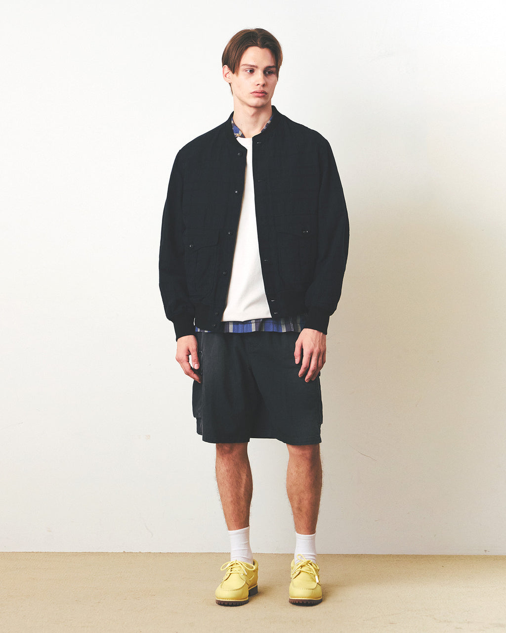 Eastlogue - Tender Blouson Jacket (Navy Linen Check) product image 1 | TRAB K-Fashion Australia